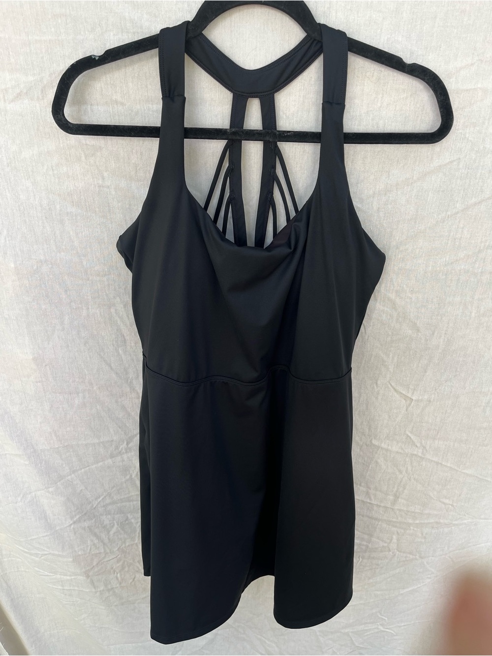 NWT Halara SoftlyZero Plush Active Wear Black Strappy Dress Pockets Yoga Casual
